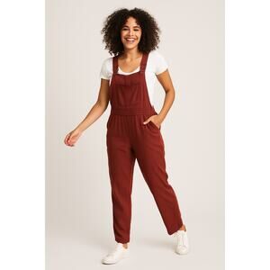 Free People Overalls XS Red Adjustable Strap Jumpsuit Pockets Casual Boho